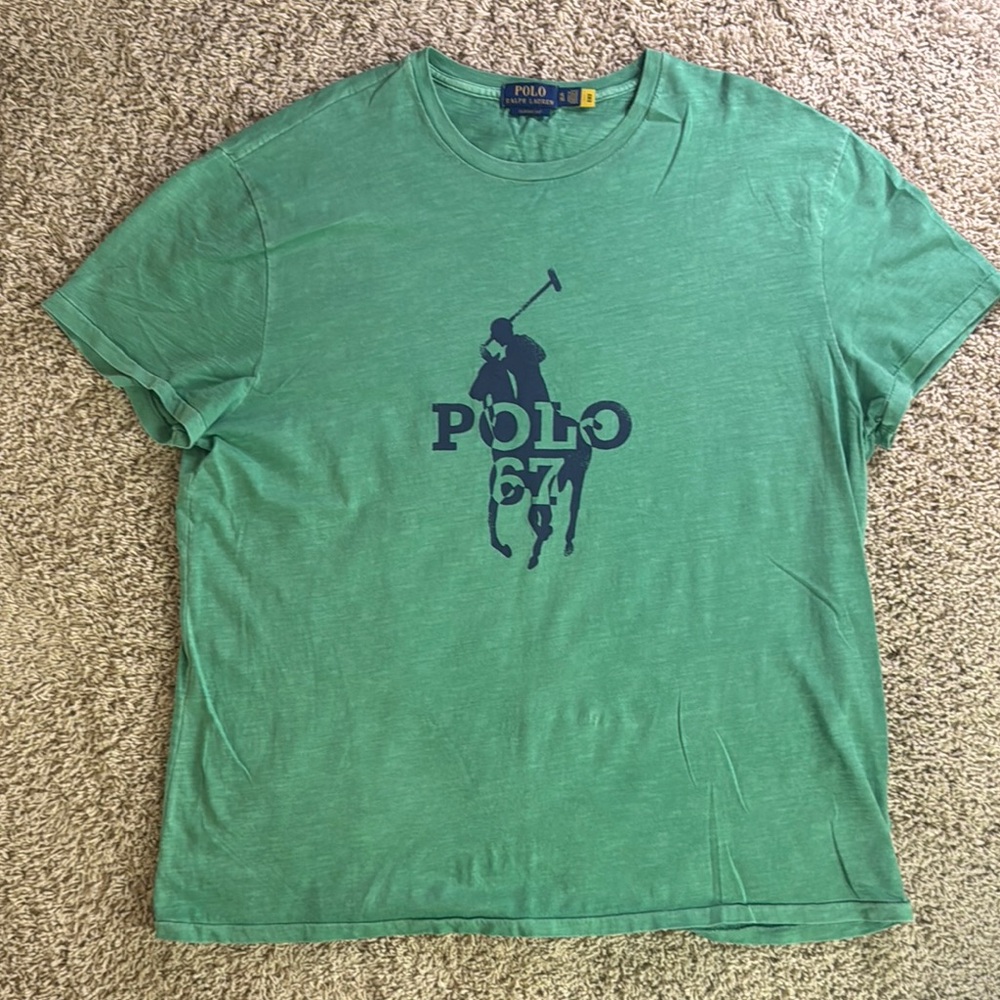 NWOT Polo Ralph Lauren Green T-Shirt with Blue Logo